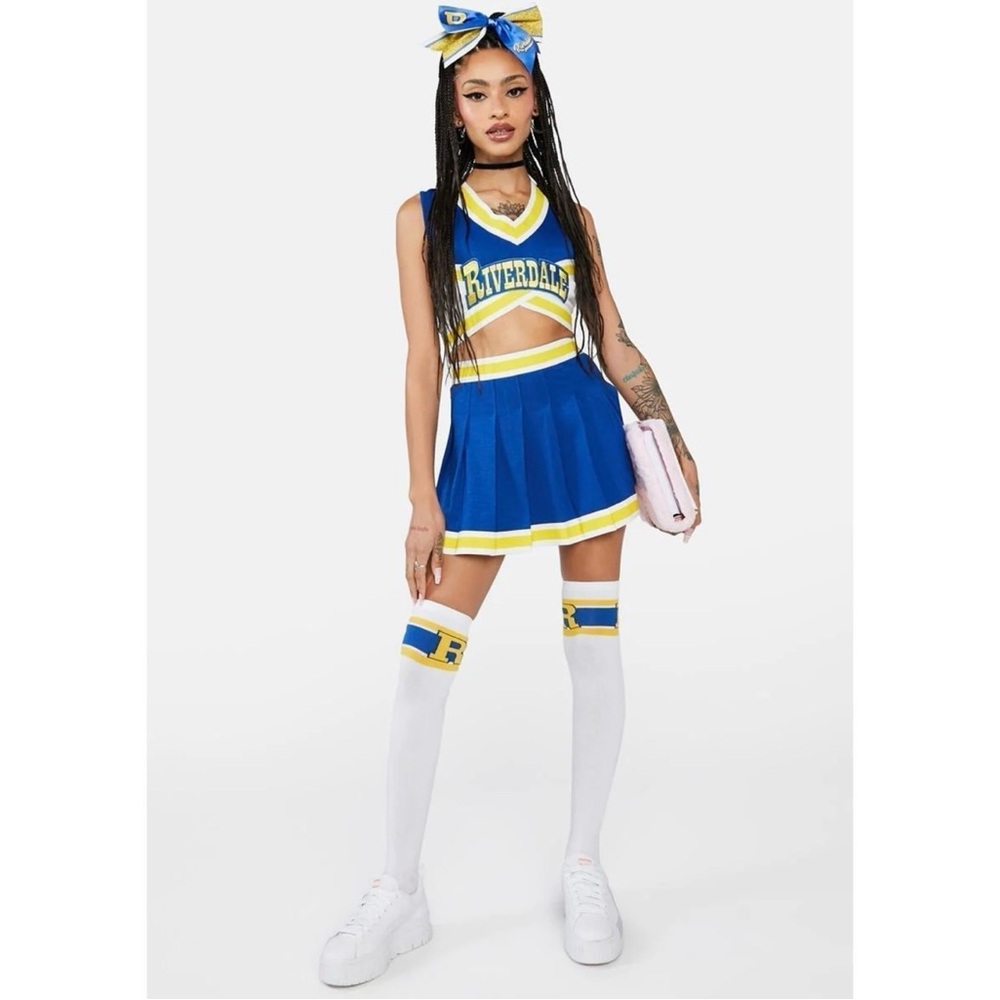 New Dolls Kill x Archie Comics Riverdale Cheerleader Costume Uniform Set XS💙📣💛 - Picture 6 of 8